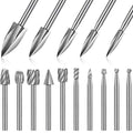 Honoson 15 Pieces Wood Carving and Engraving Drill Bit Set, Including Engraving Drill Accessories Bit and HSS Carbide Wood Milling Burrs for DIY Crafts Supplies