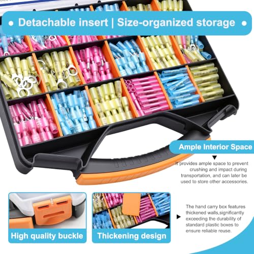 Tnisesm 620Pcs Marine Grade Heat Shrink Wire Connectors kit 22-10 AWG Electrical Connectors Ring, Ring Fork Spade Butt Splice Terminals - color: 620PCS, size: Heat shrink style