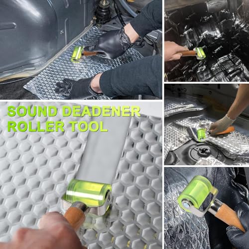 Ouzorp Automotive Car Sound Deadening Roller，Bearings Equipped No Nut Loosening Sound Deadening Mat Wallpaper Application PU Rubber Wheel Roller Tool Seam Roller