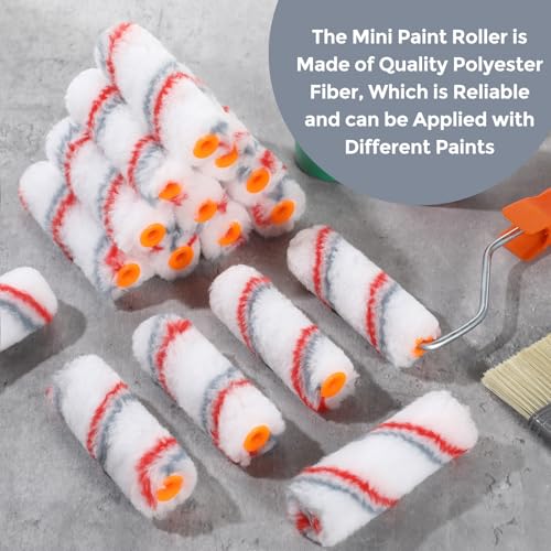 Leumoi 300 Pcs 4 Inch Mini Paint Rollers 1/2" Nap Microfiber,Red, Gray - color: Red, Gray