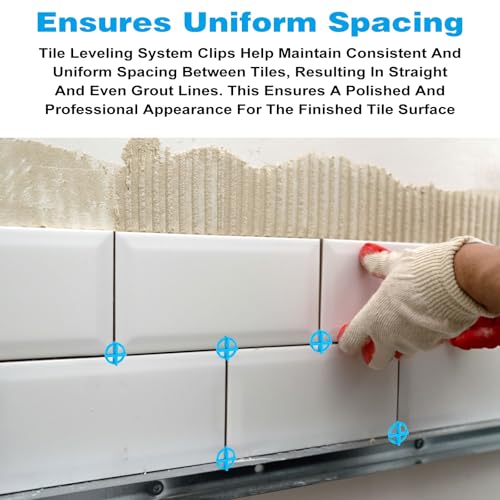 500 Pcs 1/8 Inch (3mm) Tile Spacers, Reusable Plastic Cross Tiles Spacer Blue Removable Wall Floor Leveling Clips for Various Types of Tile Leveling