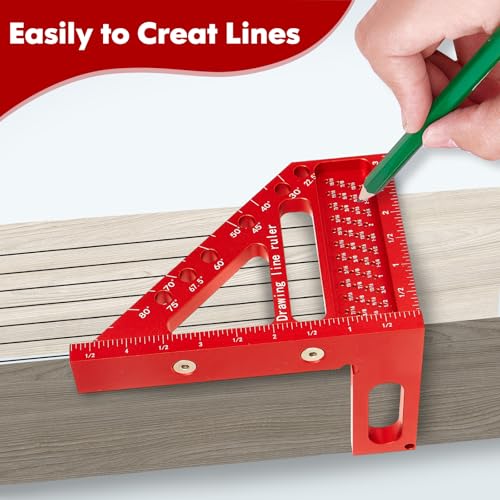 Aleric 3D Multi-Angle Carpenter Hole Scribing Ruler, Aluminum Alloy Multi Angle Measuring Ruler, 22.5-90 Degree Woodworking Protractor, Versatile Woodworking Tool for Engineer Carpenter Crafting