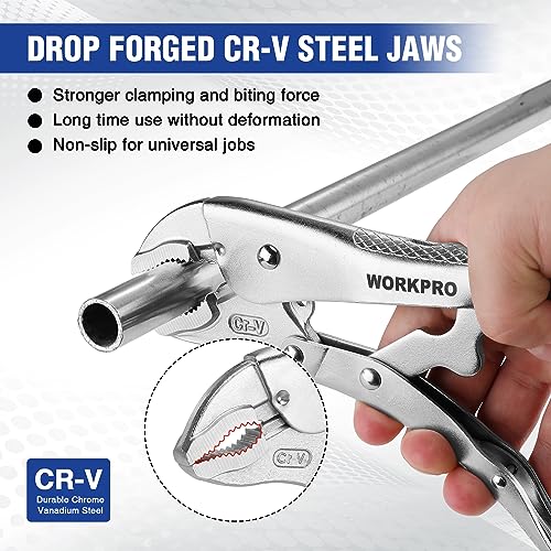 WORKPRO Locking Pliers, 10-inch Curved Jaw Vice Grips pliers - size: 10"