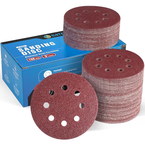 S SATC 5 Inch 8 Hole Hook and Loop Sanding Discs 60 Grit Random Orbit Sandpaper, 150 Pack - style: 150PCS 5 Inch 60 Grit