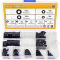 Nylon Flat Washer Assortment Set 800 Pieces, 9 Sizes - M2 M2.5 M3 M4 M5 M6 M8 M10 M12, (Black+White)(Not Rubber Washers)