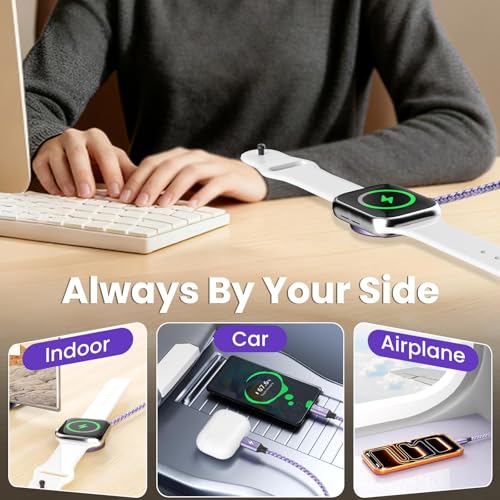 4in2 Multi Charging Cable for iWatch Charger/iPhone Charger/CarPlay Cable, Beach Travel Vacation Essentials, (2Pack 5FT) 3 X USB C/iWatch Charger Cords for iWatch 11-1/iPhone 17-15, Android Car - color: Purple_2, size: 2PCS&5FT