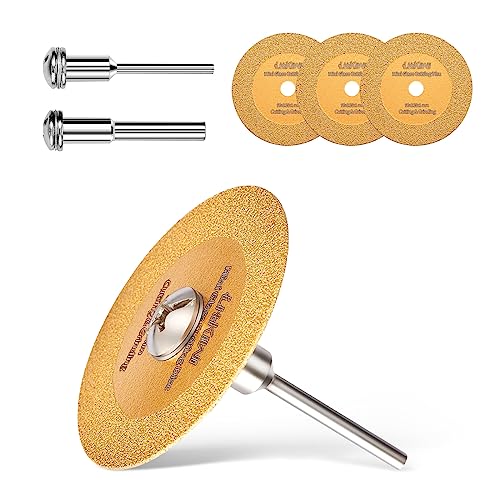 1mm Diamond Cutting Blade Wheel,Cutting Disc with 2 Sizes Round Mandrels - size: 3PCS Diamond Blades & 2PCS Round Shanks