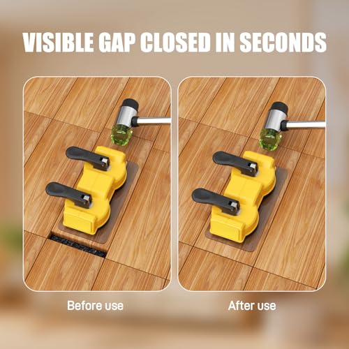2-PCS Floor Gap Fixer Tool Kit, Dual Head Double Suction Cups with Mallet & 4 Pads for Laminate Vinyl Hardwood Floor Installation Repair Tile, 2 Way Striking Design for Tight Spaces