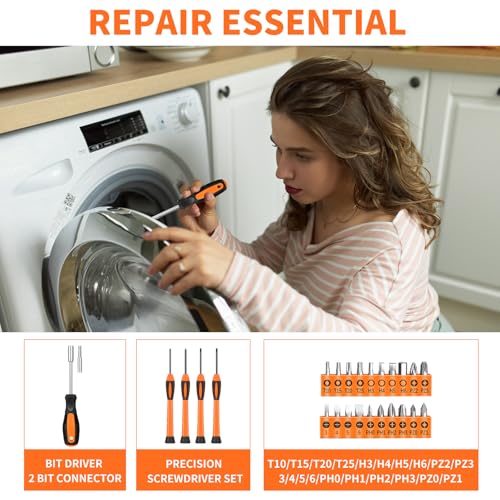 HANGYING 39-Piece Tool Set Household Hand Kit with Plastic Toolbox, Orange - color: Orange