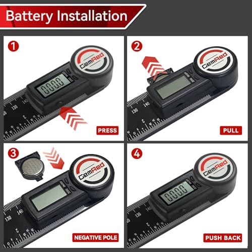 GemRed Digital Protractor Digital Angle Finder Ruler - color: Black