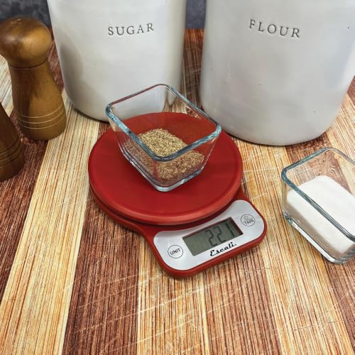 Escali Telero Digital Food Scale, High Precision Kitchen Scale for Cooking, Baking, Portion Control, Meal Prep, Weigh in Grams and Ounces, 11 lb Capacity, Red (T136) - color: Red