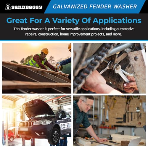 Sandbaggy 1/4” x 1-1/4” Galvanized Fender Washer (Zinc Plated) (1300, Silver, 1/4” x 1-1/4”)