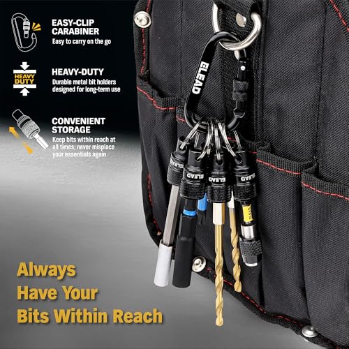 6-Piece Bit Holder Key Chain, 1/4 inch Black Hex Shank Bit Holders, Quick Release Design with Keychain Carabiner for Nut Driver, Screwdriver & Drill Bits, Tools Gifts for Men - style: 6 Bit Holder Key Chain Black