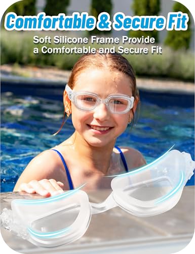 Vvinca Kids Swim Goggles, Swimming Goggles for Kids 3-14 Anti-Fog UV Protection No Leak Pool Glasses for Boys Girls - color: 02 - Transparent