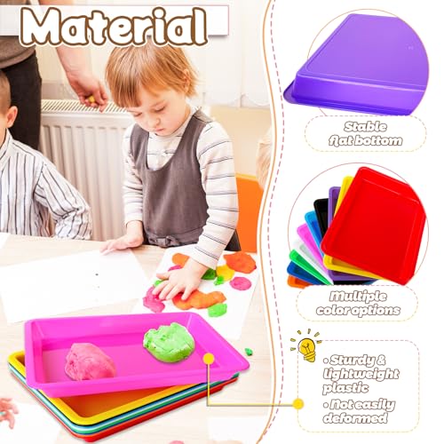 10 Pack Multicolor Plastic Art Trays,10 Colors Activity Crafts Tray,Colorful Art Organizer Trays,Art Serving Tray for DIY Projects,Painting,Beads,Home School Crafts - style: 10PCS 10 Colors