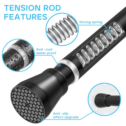 4Pack Black Tension Curtain Rod for Windows 28 to 48 Inch - color: Black 4 Pack, size: 28-48"