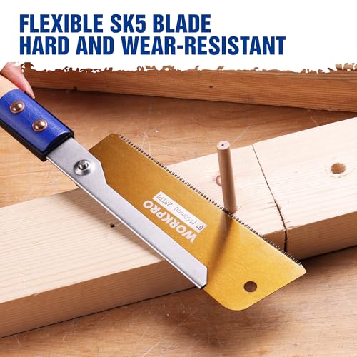 WORKPRO 6'' Japanese Pull Saw, Dovetail Saw with 23TPI & SK5 Flexible Blade - size: 6'' - Dovetail