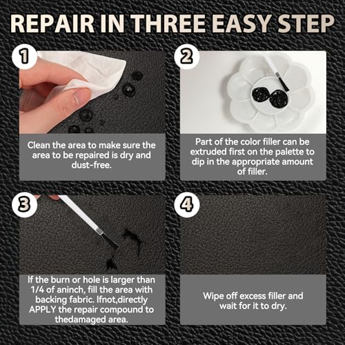 Black Leather Repair Kit for Furniture, Leather Couch Repair Kit