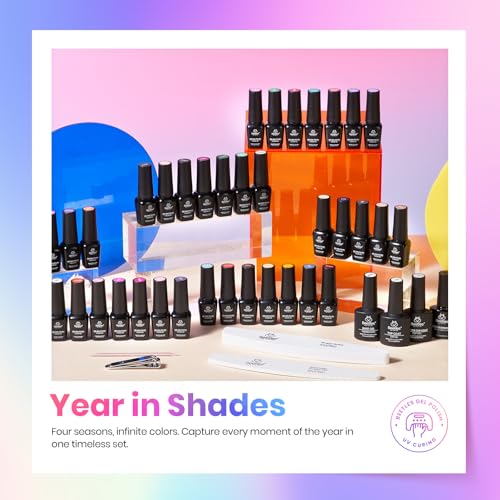 Beetles Gel Nail Polish Set, 36 Colors Gel Polish Kit with Blooming Gel - color: Year in Shades