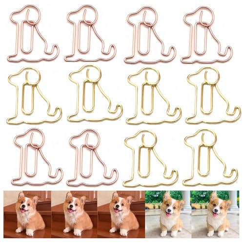 40 Pcs Metal Dog-Shaped Paper Clips Set - Gold & Rose Gold Animal Office Supplies, Cute Paperclips for Document Organization & Party Decor, Novelty Stationery Accessories - style: Dog-Shaped