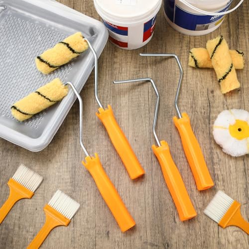 Leumoi 48 Pcs 4 Inch Mini Paint Roller Frame Threaded Grip Handle, Yellow - color: Yellow