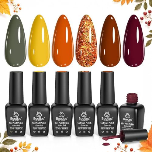 Beetles Fall Gel Nail Polish Set, Golden Season Glitter Gel Polish - color: A - Brown Green Gold | Golden Season