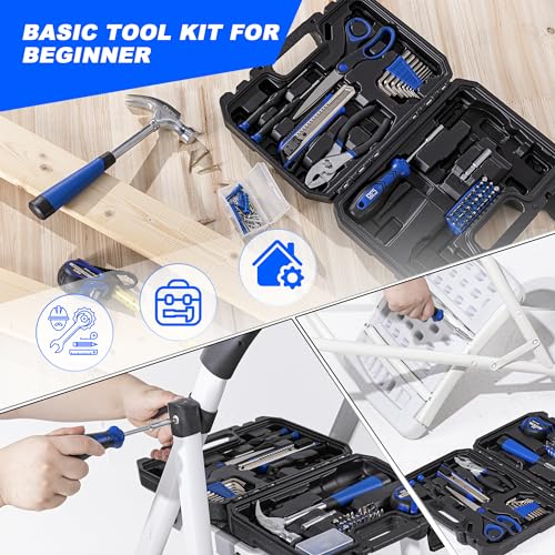 Prostormer 93-Piece Tool Kit, Small Starter Tool Set, Blue - color: Blue