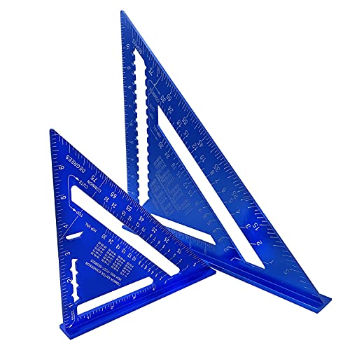 7" & 12" Imperial Triangle Ruler,Aluminum Alloy Rafter Square Protractor