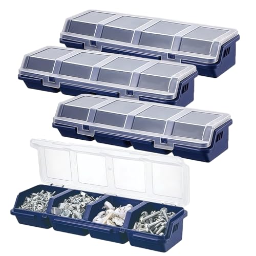 Parts Organizer Box 4 Pack Compartment Hardware Storage Bin Set