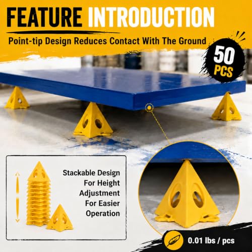 RUGLAMZHIP 50pcs Painters Pyramids, Painters Pyramid Stands | Painter's Stands & Mini Tripods for Door Risers, Cabinet Doors, Paint Tent, Woodworking Tools, Cabinet Pouring Accessories - style: Yellow-50pcs