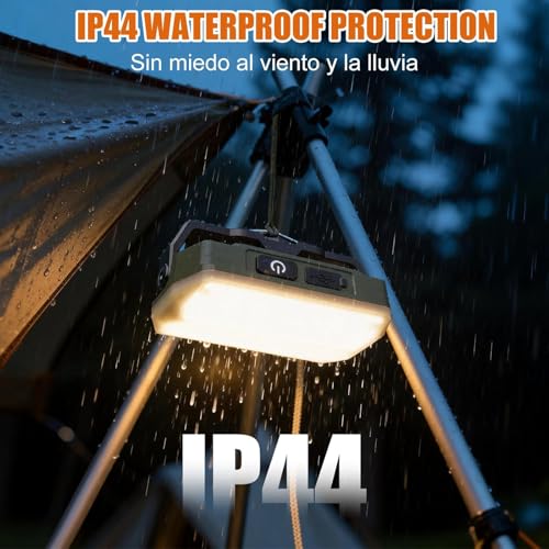 Rechargeable Magnetic Work Light, 1500LM Portable Camping Light with Hook, Magnetic Base and Tripod Mount, 4000mAh USB-C LED Flashlight for Car Repair, Job Site, Camping, Emergency