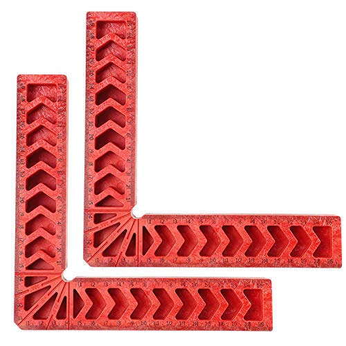 KINJOEK 2 PCS 8 Inch 90 Degree Positioning Squares Corner Clamp Right Angle Clamps Woodworking Clamping Tools for Pictures Frames Boxes Cabinets Drawers, Red - size: 8" 2PCS