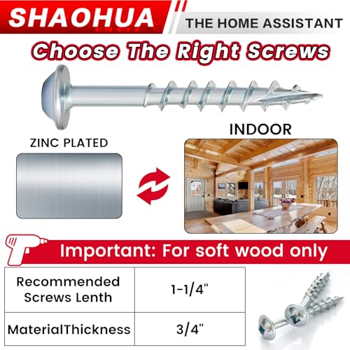 1200 Pcs #8 1-1/4" Pocket Hole Screws, Coarse Thread for Furniture, Cabinets, Compatible with Kreg Jig, Zinc Plated Pocket Screws for Indoor Use, Portable Handheld Box w/ SQ2 Square Drive Bit - size: A. #8 1-1/4"