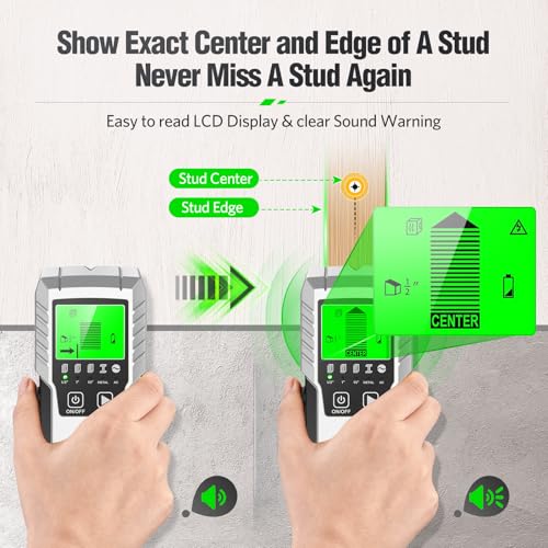 Stud Finder Wall Scanner Detector for Wood, Metal Studs and AC Wires - color: Bright Silver
