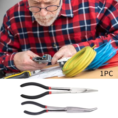 11 Inch Straight Long Reach Pliers, Bent Nose Needle Nose Pliers - color: Straight
