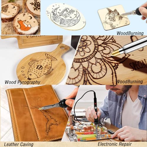 Wood Burning Kit,Wood Burning Tool with Adjustable Temperature 200~450°C, Professional Wood Burning Pen for Embossing Carving DIY Adults Crafts Beginners