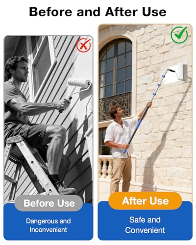 Telescoping Pole, 7-30 Ft with Joint Angle & Squeegee Adaptor, Aluminum Telescopic Paint Roller Extension Pole & Extendable Pole, Anti-Slip Foam Grip, Multi-Purpose Gutter Window Dust Cleaning Pole - size: 30 FT