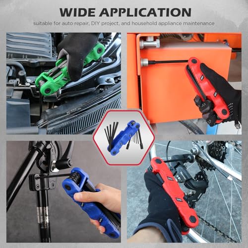 12-Piece Large Folding Hex Key Set Metric (1.5-12mm), Heavy Duty Allen Wrench Set, Portable Tool for Archery, Bike Repair, Furniture, and Basic Home Maintenance (Blue) - style: 12-Piece Metric (Folding - Blue)
