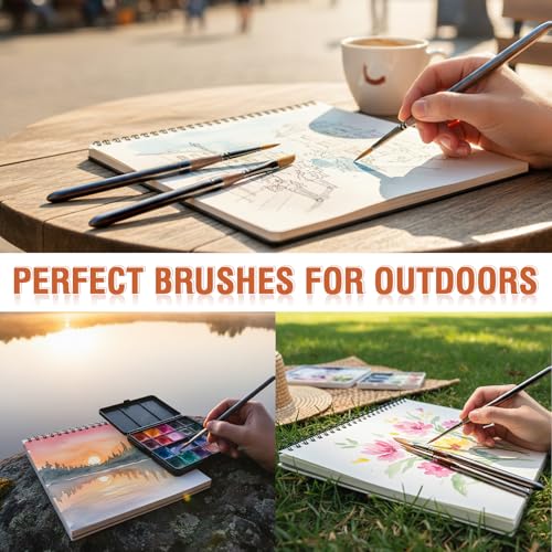 Falling in Art 4 Pcs Travel Watercolor Paint Brush Set - size: 4 Pcs Small to Medium