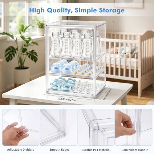 Upgraded Baby Bottle Storage Organizer for Countertop Cabinet, Thickened - size: Large