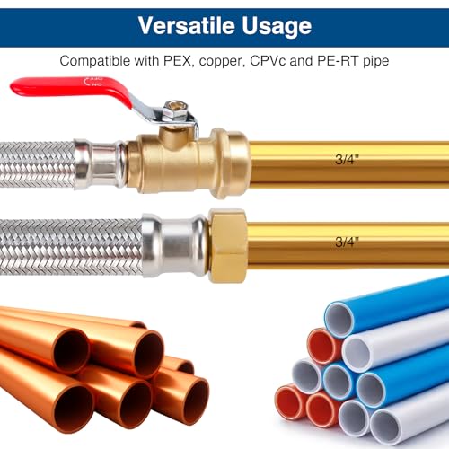 Heavy Duty 24" Braided Stainless Steel Hot Water Heater Hose – 3/4 Inch FIP x 3/4 Inch Ball Valve, Push-to-Connect Brass Fitting - size: 3/4"Ball Valve X 3/4" FIP-1PC