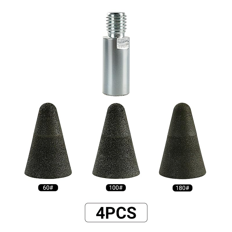 LOZLIN 3PCS Drum Sander Set 60# 100# 180# Cylindrical Diamond Grinding Wheel Polishing Head Abrasive Sanding Grit Angle Grinder Grinding Heads Matching Extensions (Conical) - style: Conical
