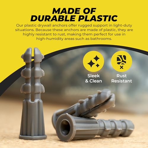 Qualihome Ribbed Plastic Drywall Anchors - Wall Anchors for Drywall - Plastic Screw Anchors for Secure Fastening (Bulk Pack, #6-8 x 7/8") - size: #6-8 x 7/8", style: Bulk Pack