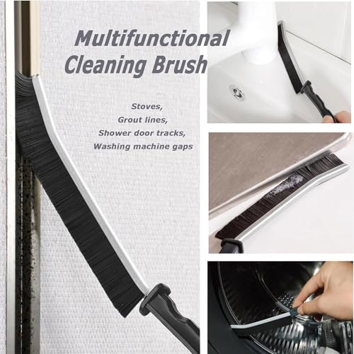 Crevice Cleaning Brush Set, Hard Bristle Gap Scrubber Tools for Bathroom Grout, Window Tracks & Shower Doors, Deep Cleaning Home Essentials & Practical Housewarming Gifts 12-Pack - color: Black