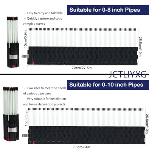 Multi Surface Pipe Profiling Tool, Pipe Cutting Template Multi Functional Shape Duplicator, Lightweight and Wear-Resistant Fiberglass Material for Tiles Floors DIY Pro Plumbing (0-10" Pipes) - size: 0-10" Pipes