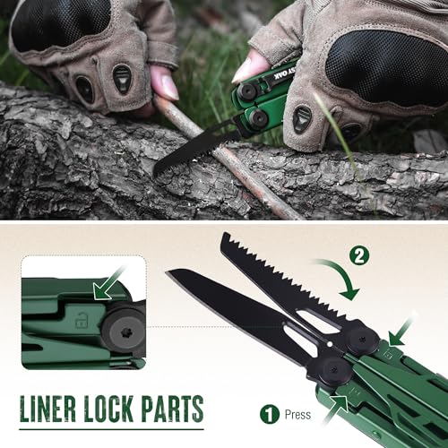MOSSY OAK 27-in-1 CNC-Machined Multitool Pliers, Self-Locking - color: Green