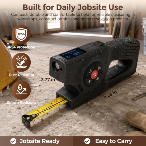 393Ft Digital Tape Measure 3-in-1 Laser Tape Measure & 16ft Tape
