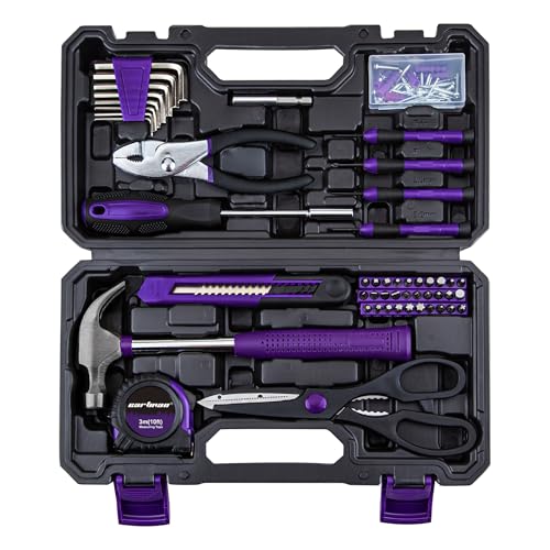 CARTMAN Complete Household Tool Set, Purple Hand Kit With Storage Case - color: Purple&Black