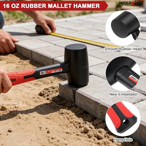 MAXPOWER 2-Piece Rubber Mallet Set – 5 lb Dead Blow Hammer & 16 oz Rubber Mallet, Non-Marring Striking Tools for Automotive, Metal Forming, Woodworking & Assembly - style: 2PCS
