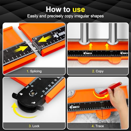 JOREST Connectable Contour Gauge (10+5 Inch), Gifts Ideas for Men Dad Handyman Husband Him, Shape Profile Duplicator with Lock, Outline Angle Measuring Tool, Template Tool, Tile Flooring, Scribe Edge - size: 15 Inch Package